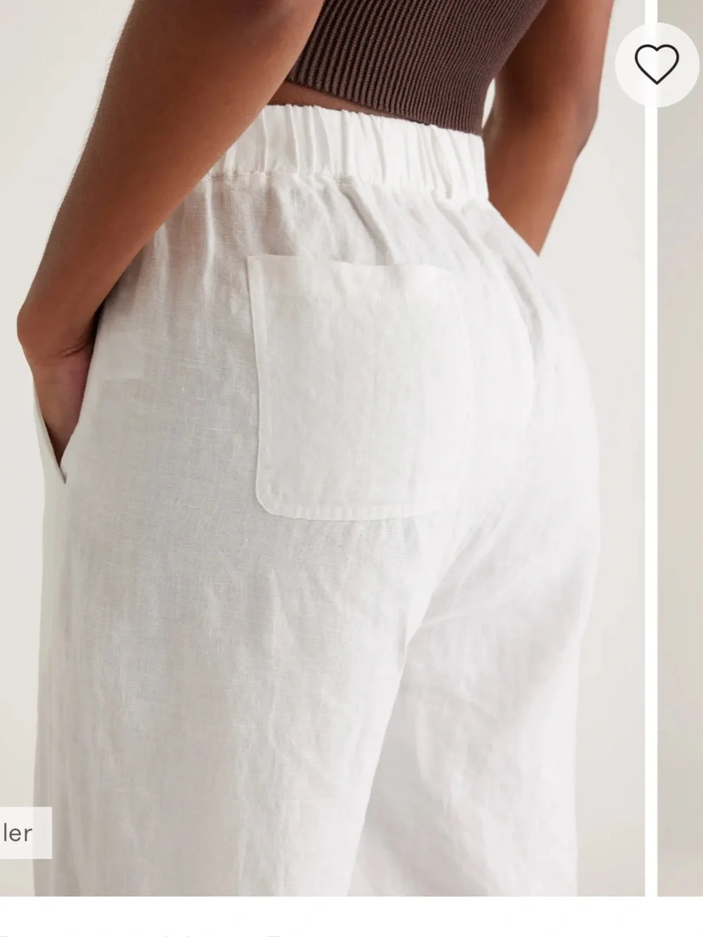 Quince White Linen Elastic-Waist Straight Pants